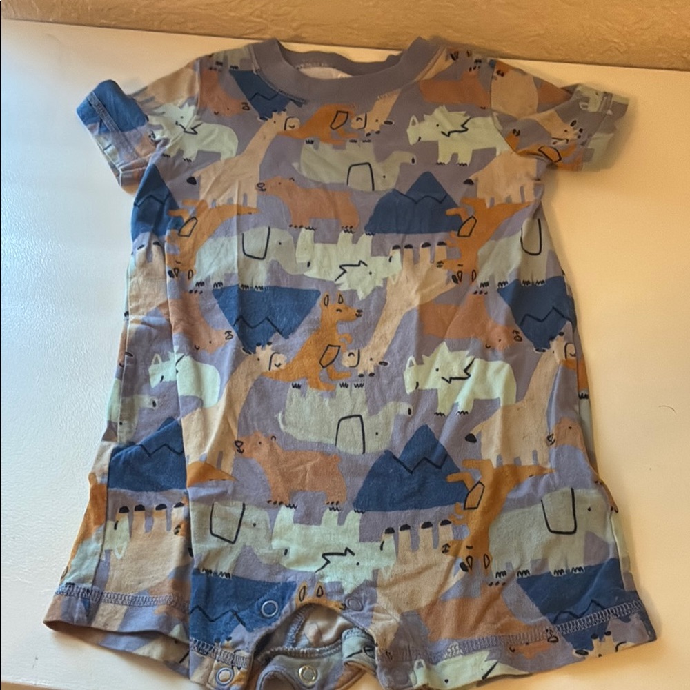 Carter's Cozy Blue and Tan Baby Romper